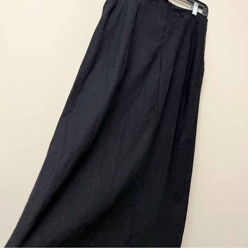 Linen A-line pencil skirt long maxi high waisted black skirt size 10, med